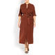 MARINA RINALDI COLLARLESS SHIRT DRESS TAN