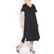 MARINA RINALDI BLACK LINEN DRESS WITH V-NECK 