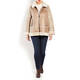 MARINA RINALDI FAUX-SHEEPSKIN JACKET SAND