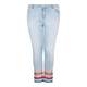 MARINA RINALDI CROPPED JEANS WITH APPLIQUES ON HEM 