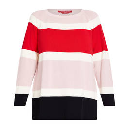 Marina Rinaldi Cotton Blend Stripe Sweater Pink - Plus Size Collection