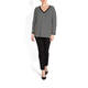 MARINA RINALDI V-NECK BLACK AND WHITE STRIPE SWEATER