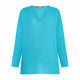 Marina Rinaldi Ribbed Knitted Tunic With Cashmere Turquoise 