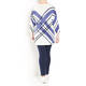 MARINA RINALDI PRINTED PURE WOOL JUMPER WHITE AND BLUE