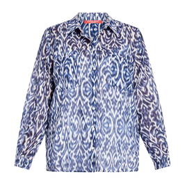 Marina Rinaldi Printed Muslin Shirt Navy - Plus Size Collection