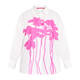 Marina Rinaldi Embroidered Graphic Print Cotton Shirt White and Pink