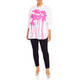 Marina Rinaldi Embroidered Graphic Print Cotton Shirt White and Pink