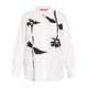 Marina Rinaldi Embroidered Graphic Print Cotton Shirt White and Black