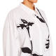 Marina Rinaldi Embroidered Graphic Print Cotton Shirt White and Black