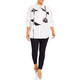 Marina Rinaldi Embroidered Graphic Print Cotton Shirt White and Black