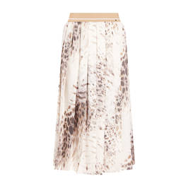 Marina Rinaldi Long Pleated Animal Print Skirt Cream - Plus Size Collection