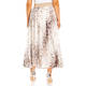 Marina Rinaldi Long Pleated Animal Print Skirt Cream