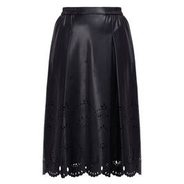 Marina Rinaldi Laser Cut Skirt Faux Leather Black - Plus Size Collection