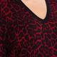 MARINA RINALDI RED LEOPARD PRNT V-NECK SWEATER