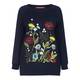 Marina Rinaldi navy floral embroidered cotton SWEATER