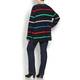 MARINA RINALDI LUREX black STRIPE SWEATER
