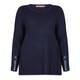 Marina Rinaldi RIBBED ROUND NECK SWEATER with METALLIC CUFF