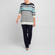 Marina Rinaldi Cotton Blend Stripe Sweater Navy 