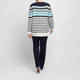 Marina Rinaldi Cotton Blend Stripe Sweater Navy 