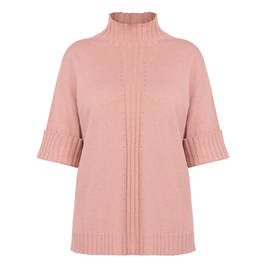 Marina Rinaldi High-Neck Short Sleeve Sweater Rose  - Plus Size Collection