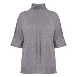 Marina Rinaldi High-Neck Short Sleeve Sweater Grey - Plus Size Collection