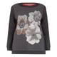 MARINA RINALDI GREY SWEATSHIRT WITH FLORAL TEXTURED MOTIF