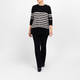 Marina Rinaldi 100% Virgin Wool Striped Sweater Black