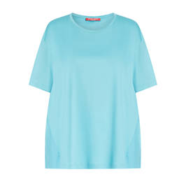 Marina Rinaldi Jersey and Poplin T-Shirt Turquoise - Plus Size Collection
