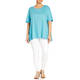 Marina Rinaldi Jersey and Poplin T-Shirt Turquoise