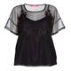 MARINA RINALDI BLACK SHEER EMBROIDERED TULLE TOP 