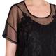 MARINA RINALDI BLACK SHEER EMBROIDERED TULLE TOP 