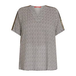 Marina Rinaldi Geometric Print Top Black and White - Plus Size Collection