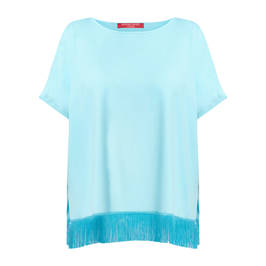 Marina Rinaldi Jersey Fringed Top Turquoise - Plus Size Collection