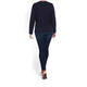 MARINA RINALDI NAVY ROUND NECK LONG SLEEVE TOP