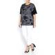 MARINA RINALDI print top with sheer stripe overlay