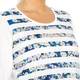 Marina Rinaldi white with blue floral stripe top 