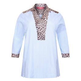 MARINA RINALDI TUNIC STRIPE TUNIC WITH LEOPARD TRIM - Plus Size Collection