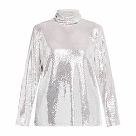 MARINA RINALDI SILVER SEQUIN POLO NECK TOP - Plus Size Collection