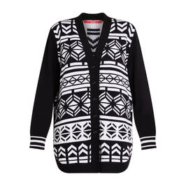 MARINA RINALDI SKI KNIT CARDIGAN BLACK AND WHITE  - Plus Size Collection