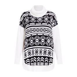 MARINA RINALDI SKI KNIT KNITTED TUNIC BLACK AND WHITE  - Plus Size Collection