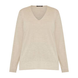 Marina Rinaldi Virgin Merino Wool Knitted Sweater Champagne - Plus Size Collection