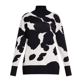 Marina Rinaldi Abstract Animal Print Sweater Black and Chalk - Plus Size Collection