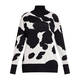Marina Rinaldi Abstract Animal Print Sweater Black and Chalk