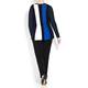 Marina Rinaldi BLUE AND BLACK vertical stripe SWEATER