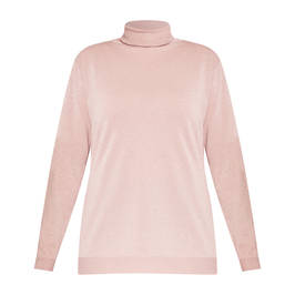 Marina Rinaldi Lurex Polo Neck Sweater Blush Pink - Plus Size Collection