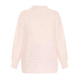Marina Rinaldi Ribbed Jewel Embellished Sweater Pink  - Plus Size Collection