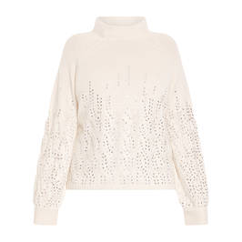 Marina Rinaldi Wool Mix Beaded Cable-Knit Sweater Ivory - Plus Size Collection