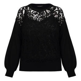 Marina Rinaldi Lace Front Sweater Black  - Plus Size Collection