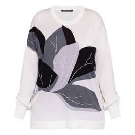 Marina Rinaldi Wool Silk and Cashmere Blend Floral Sweater - Plus Size Collection
