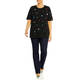 Marina Rinaldi Jewel Embellished Cotton T-Shirt Black